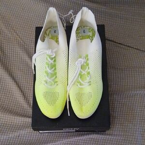 DKNY Women's White and Neon Green Athletic Shoes